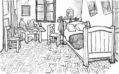 Vincent'S Bedroom In Arles, 1888 By Vincent Van Gogh  Coloring Page